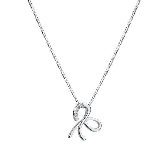 Hot Diamonds Rhodium Plated Sterling Silver Diamond Ribbon P
