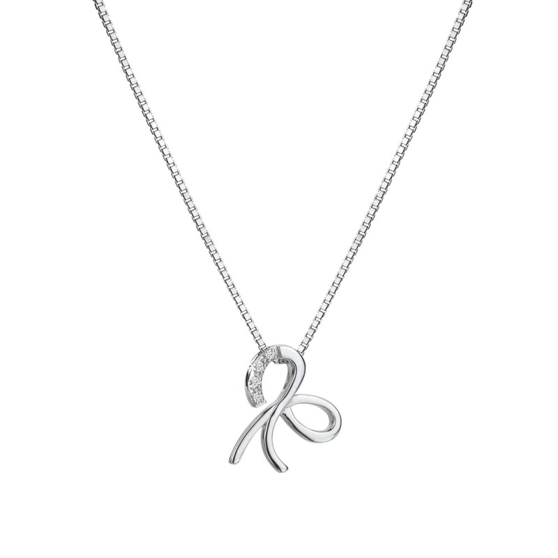 Main Image 1 of Hot Diamonds Rhodium Plated Sterling Silver Diamond Ribbon Pendant