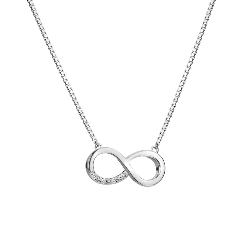 Main Image 1 of Hot Diamonds Rhodium Plated Sterling Silver Diamond Infinity Pendant
