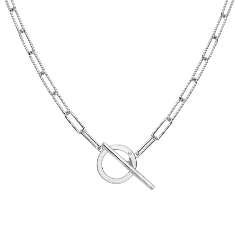 Hot Diamonds Sterling Silver Diamond T-Bar Hoop Necklace
