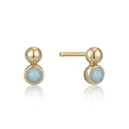 Ania Haie 14ct Gold Plated Silver Amazonite Orb Earrings