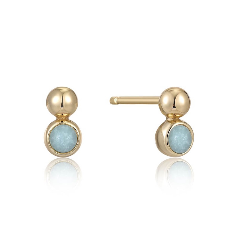Main Image 1 of Ania Haie 14ct Gold Plated Sterling Silver Amazonite Orb Earrings