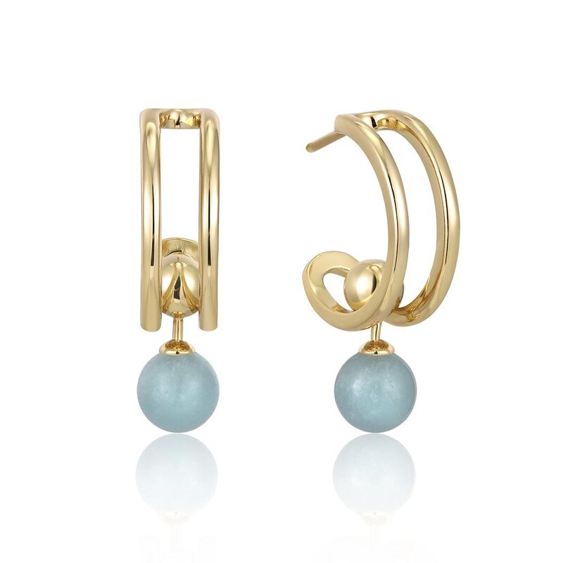 Ania Haie 14ct Gold Plated Silver Amazonite Hoop Earrings