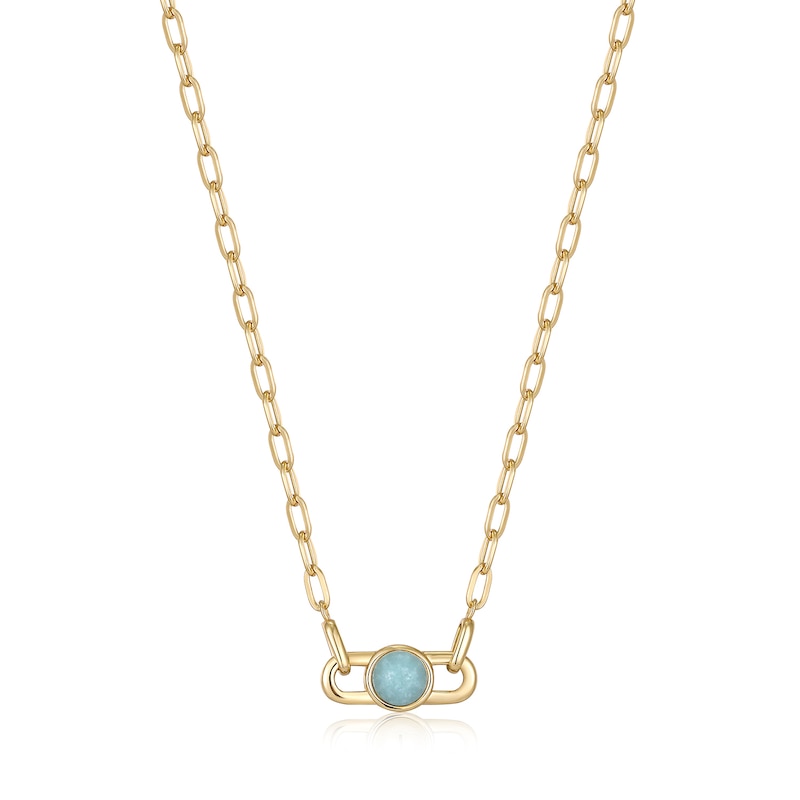 Main Image 1 of Ania Haie 14ct Gold Plated Sterling Silver Amazonite Link Necklace