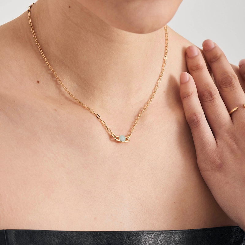 Main Image 2 of Ania Haie 14ct Gold Plated Sterling Silver Amazonite Link Necklace