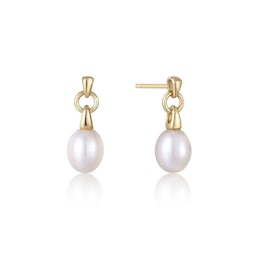 Ania Haie 14ct Gold Sterling Silver Pearl Drop Stud Earrings
