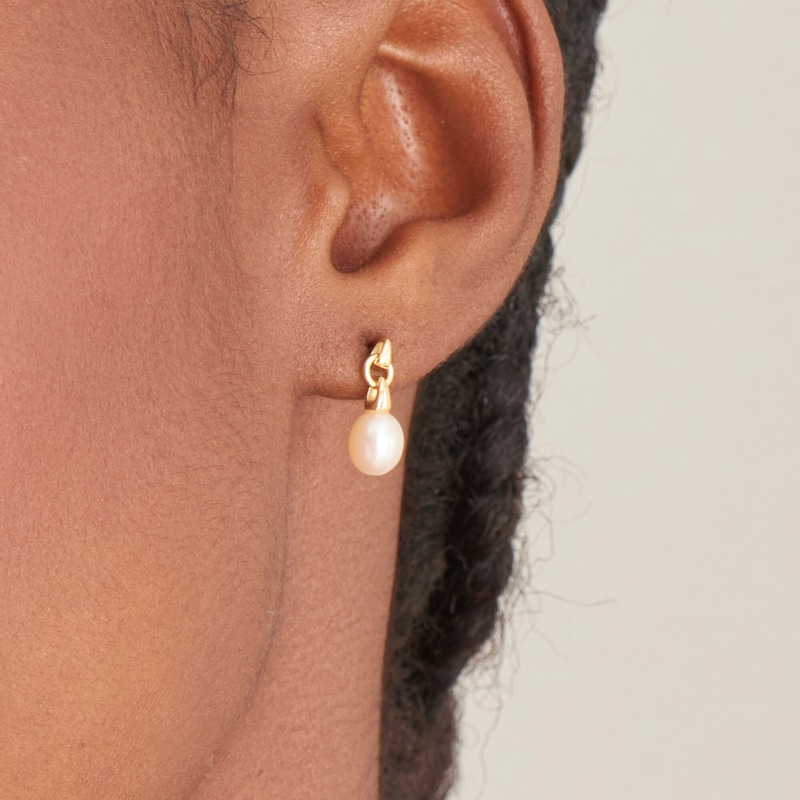 Main Image 2 of Ania Haie 14ct Gold Sterling Silver Pearl Drop Stud Earrings