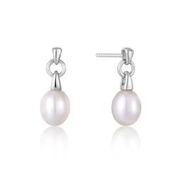 Ania Haie Sterling Silver Pearl Drop Stud Earrings