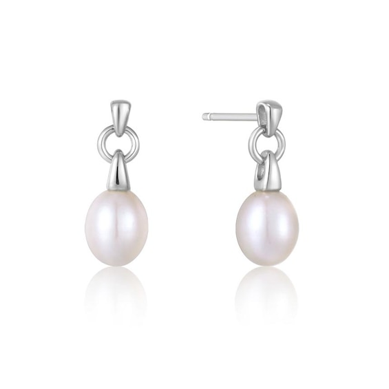 Ania Haie Sterling Silver Pearl Drop Stud Earrings
