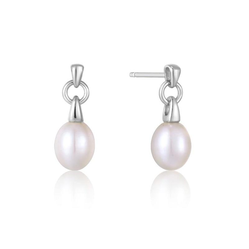 Ania Haie Sterling Silver Pearl Drop Stud Earrings