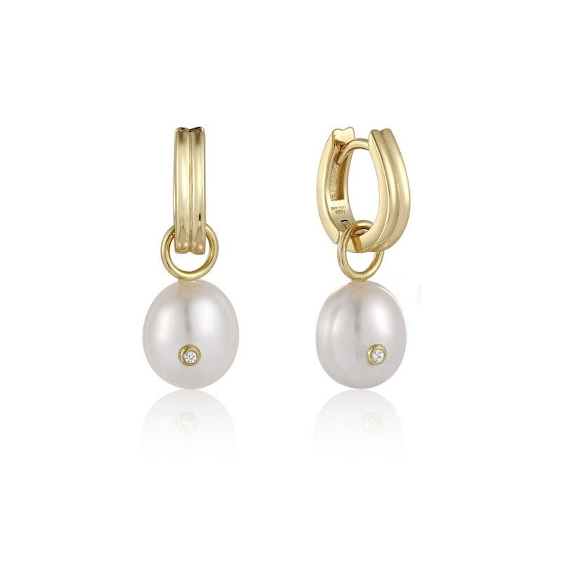 Ania Haie 14ct Gold Plated Silver Pearl & CZ Drop Earrings