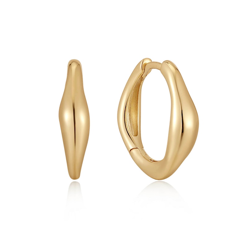 Ania Haie 14ct Gold Plated Silver Wave Huggie Hoop Earrings