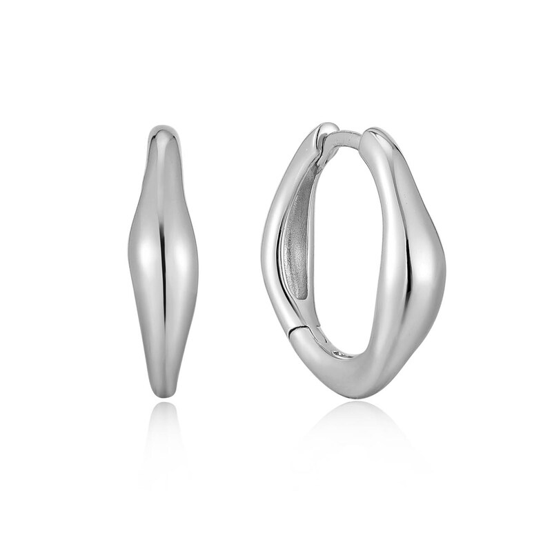Main Image 1 of Ania Haie Sterling Silver Wave Huggie Hoop Earrings