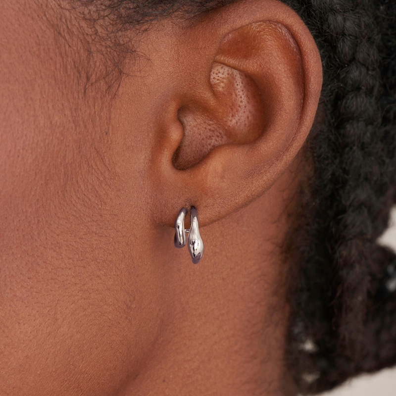 Ania Haie Sterling Silver Wave Double Hoop Stud Earrings