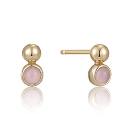 Ania Haie 14ct Gold Plated Sterling Silver Rose Quartz Orb Earrings