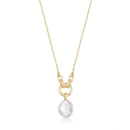 Ania Haie 14ct Gold Plated Pearl & CZ Pendant Necklace