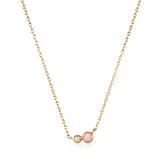 Ania Haie 14ct Gold Plated Sterling Silver Rose Quartz Orb Necklace