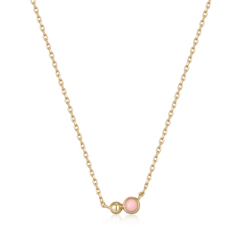 Main Image 1 of Ania Haie 14ct Gold Plated Sterling Silver Rose Quartz Orb Necklace