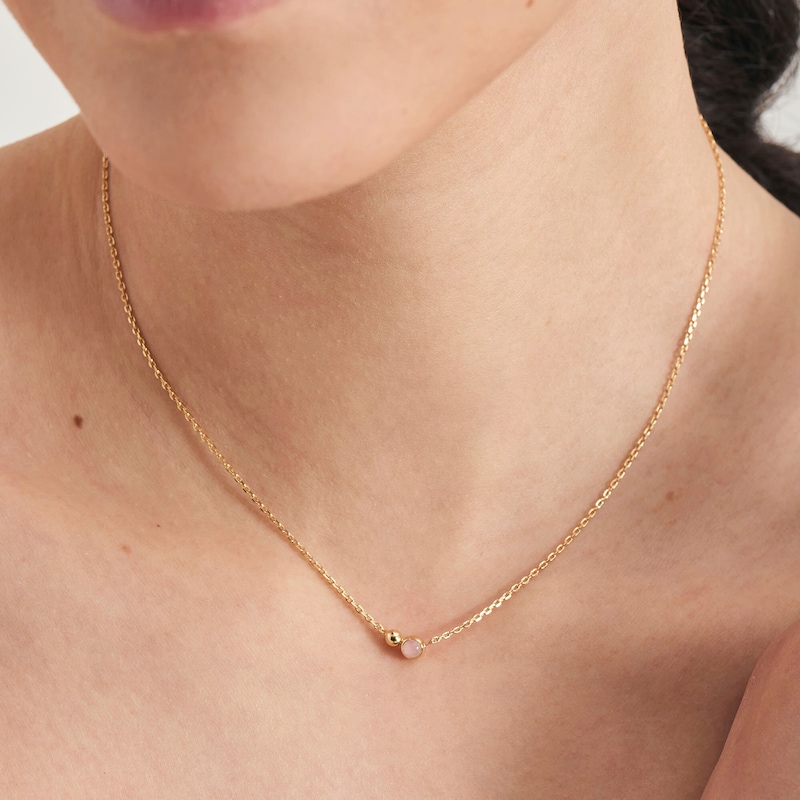 Main Image 2 of Ania Haie 14ct Gold Plated Sterling Silver Rose Quartz Orb Necklace