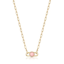 Ania Haie 14ct Gold Plated Sterling Silver Rose Quartz Link Necklace