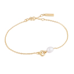 Ania Haie 14ct Gold Plated Sterling Silver Pearl Chain Bracelet