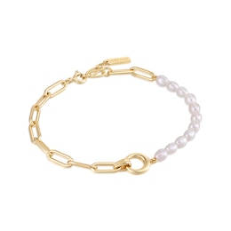 Ania Haie 14ct Plated Silver Pearl Paper Link Bracelet