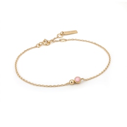 Ania Haie 14ct Gold Plated Sterling Silver Rose Quartz Orb Bracelet