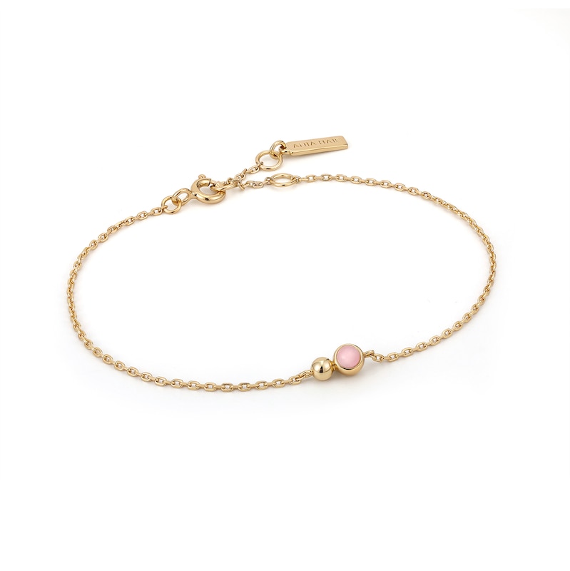 Main Image 1 of Ania Haie 14ct Gold Plated Sterling Silver Rose Quartz Orb Bracelet