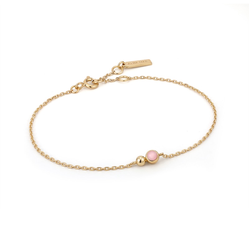 Ania Haie 14ct Gold Plated Silver Rose Quartz Orb Bracelet