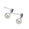 Thumbnail Image 2 of Sterling Silver Pearl & Created Sapphire Drop Earrings