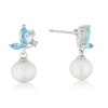 Thumbnail Image 0 of Silver Cultured Freshwater Pearl Blue & White Topaz Drop Earrings