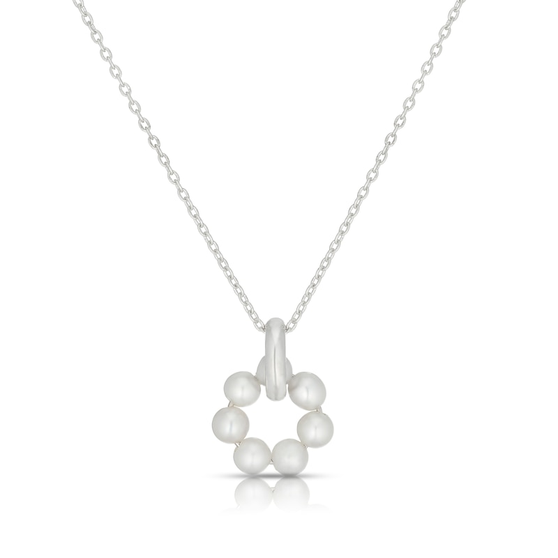 Main Image 1 of Sterling Silver Cultured Freshwater Pearl Circle Pendant