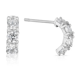 Sterling Silver Cubic Zirconia Curve Stud Earrings
