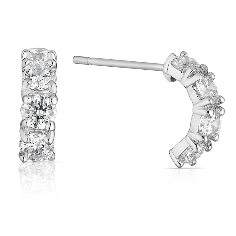 Main Image 1 of Sterling Silver Cubic Zirconia Curve Stud Earrings