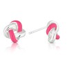 Thumbnail Image 1 of Sterling Silver Pink Enamel Knot Stud Earrings