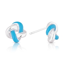 Sterling Silver Blue Enamel Knot Stud Earrings