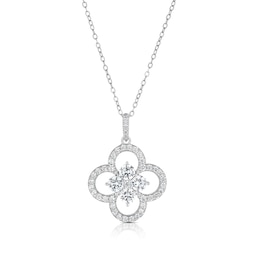 Sterling Silver Cubic Zirconia Quatrefoil Pendant