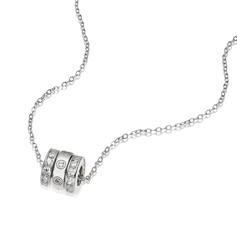 Main Image 2 of Sterling Silver Cubic Zirconia 3 Ring Necklace