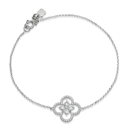 Sterling Silver Cubic Zirconia Quatrefoil Bracelet