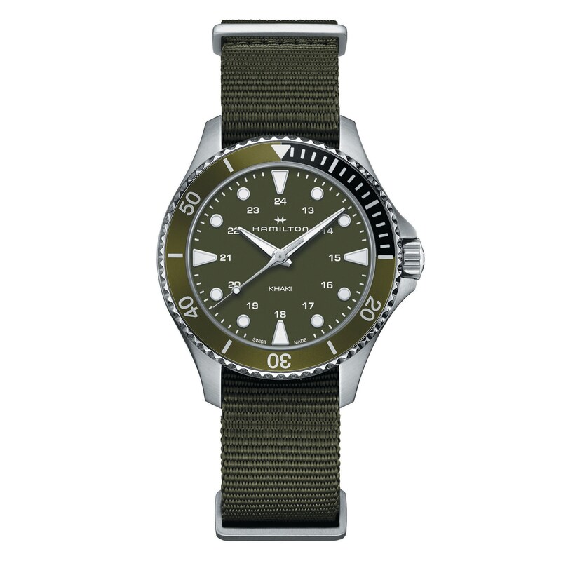 Hamilton Khaki Navy Scuba Quartz Green Fabric Strap Watch