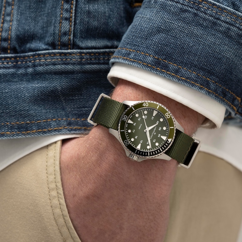 Main Image 4 of Hamilton Khaki Navy Scuba Quartz Green Fabric Strap Watch
