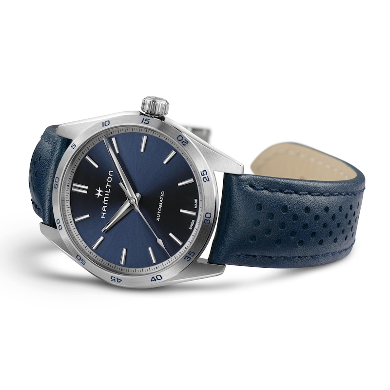Main Image 2 of Hamilton Jazzmaster Performer Blue Leather Strap Watch