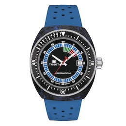 Tissot Sideral S Men's Black Dial Blue Rubber Strap Watch
