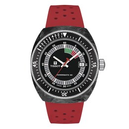 Tissot Sideral S Men's Black Dial Red Rubber Strap Watch