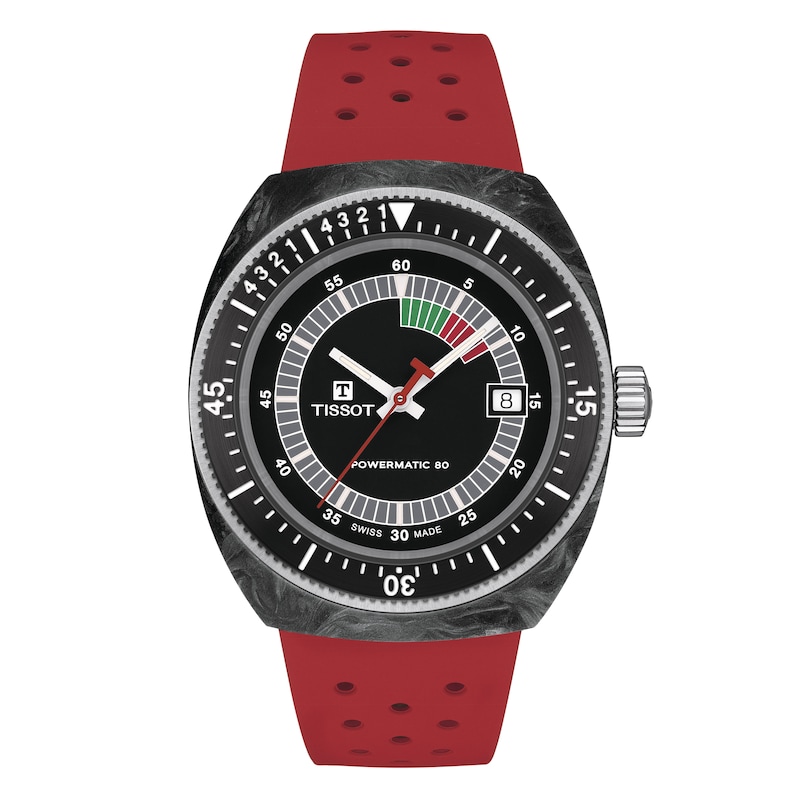 Tissot Sideral S Men's Black Dial Red Rubber Strap Watch