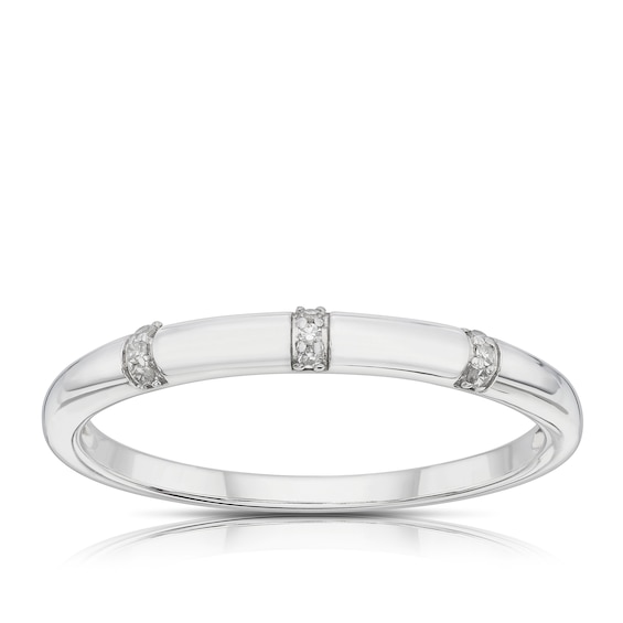 Sterling Silver 0.03ct Diamond Three Stone Eternity Ring