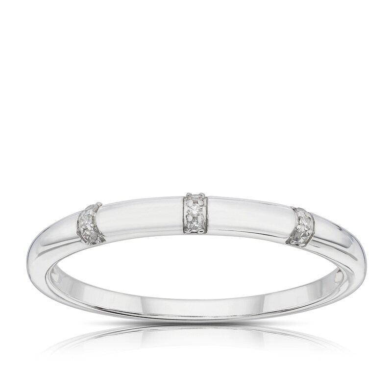 Main Image 1 of Sterling Silver 0.03ct Diamond Three Stone Eternity Ring