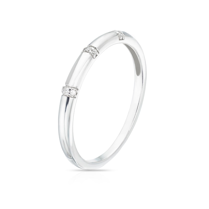 Main Image 2 of Sterling Silver 0.03ct Diamond Three Stone Eternity Ring