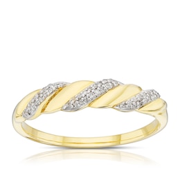 9ct Yellow Gold 0.06ct Diamond Twist Eternity Ring