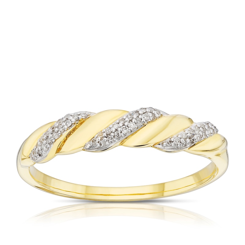 Main Image 1 of 9ct Yellow Gold 0.06ct Diamond Twist Eternity Ring